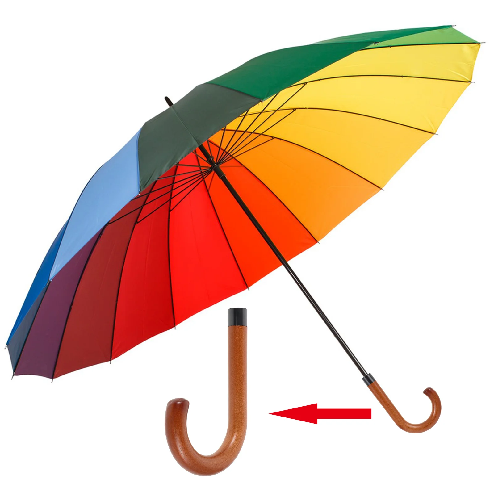 Curved Grip Umbrella Handle Replacement Part Foldable Wood Component For Rain Umbrella Accessories
