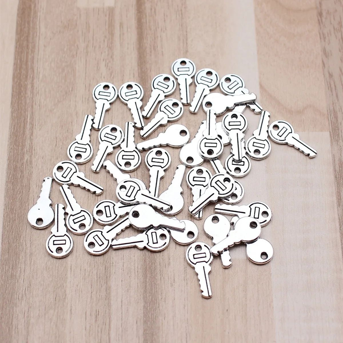 IFOCUS 아연 합금 DIY 주얼리 제작용 키 참, 13x5mm, 0.5x0.2 인치, 40 개/몫