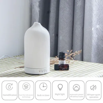 세라믹 아로마 디퓨저 자동 소형 가습기, 호텔 공기 신선한 에센셜 오일 타이밍, 다채로운 조명 디퓨저