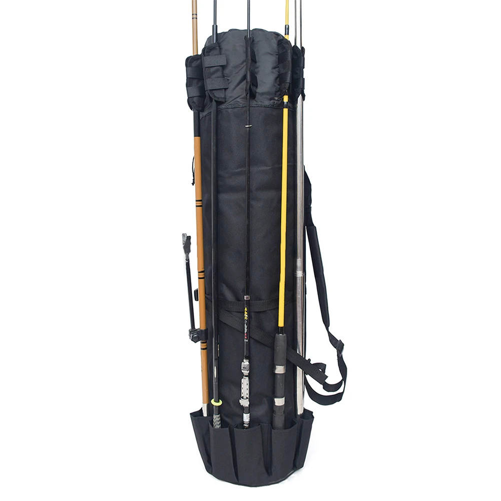 Fishing Pole Bag 5 Poles Folding Oxford Fabric Fishing Tackle Carry Case  Bag Large Capacity Fishing Rod Case For Outdoor