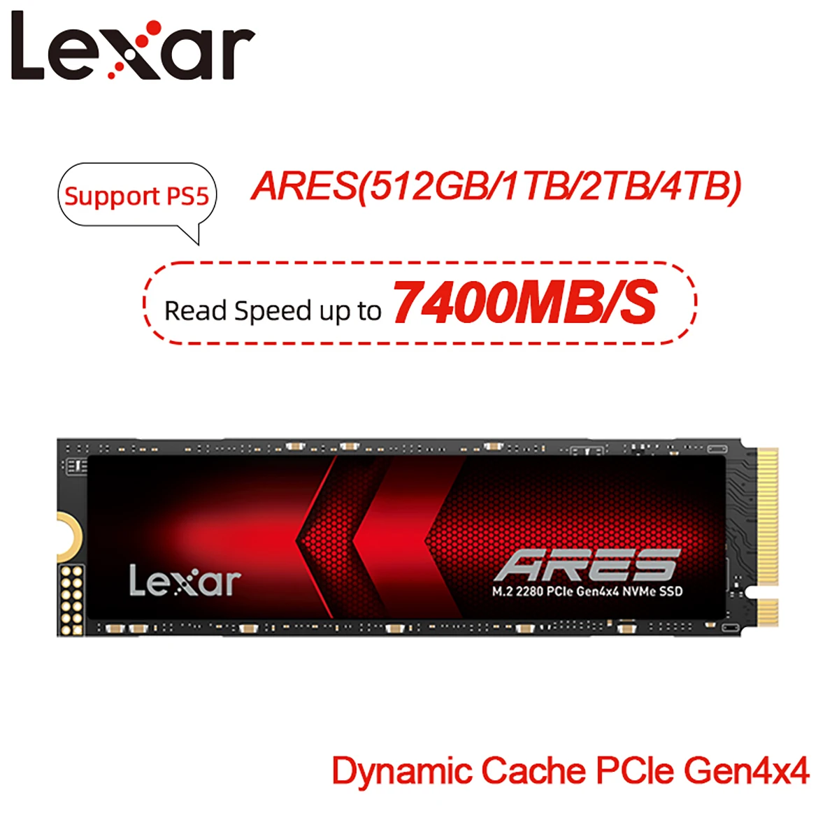 内蔵型SSD Lexar ARES M.2 2280 SSD 4TB Lexar M.2 2280 SSD ARES M2 NVMe PCIe 4.0 X4 512GB 1TB 2TB 4TB