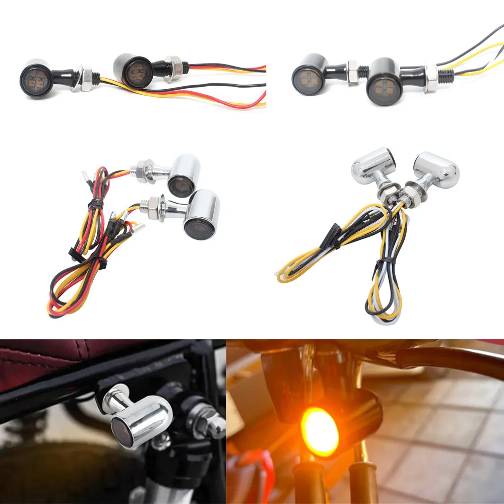 

12V Motorcycle LED Turn Signal Light Run Indicator Lamp Moto Amber White Red Flashing Blinker Light E Mark For Kawasaki Yamaha