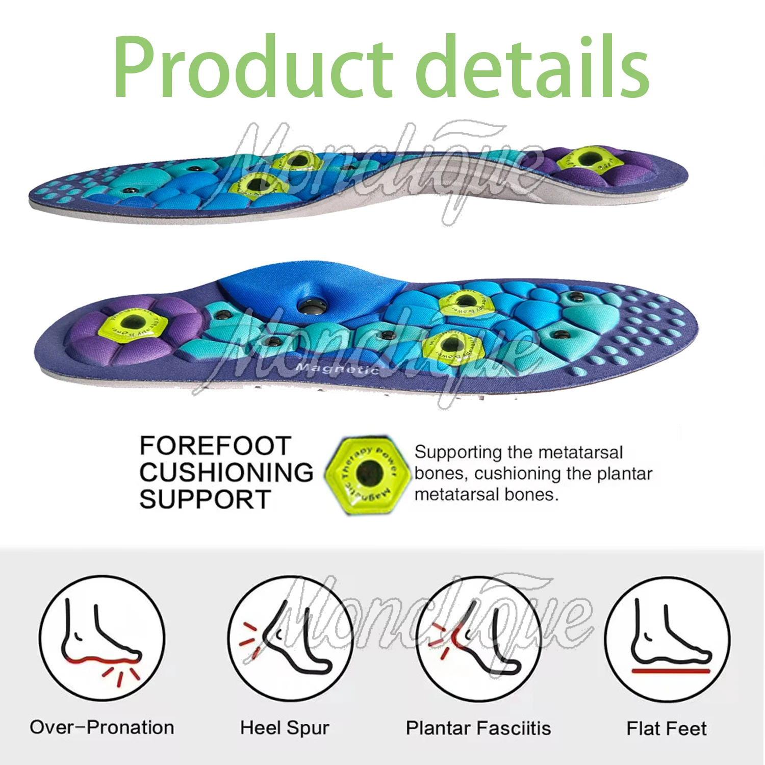 Magnetic Comfortable Acupoint Massage Insoles EVA Foot Massage Sports Arch Support Insoles Orthopedic Shoe Inserts for Men Women