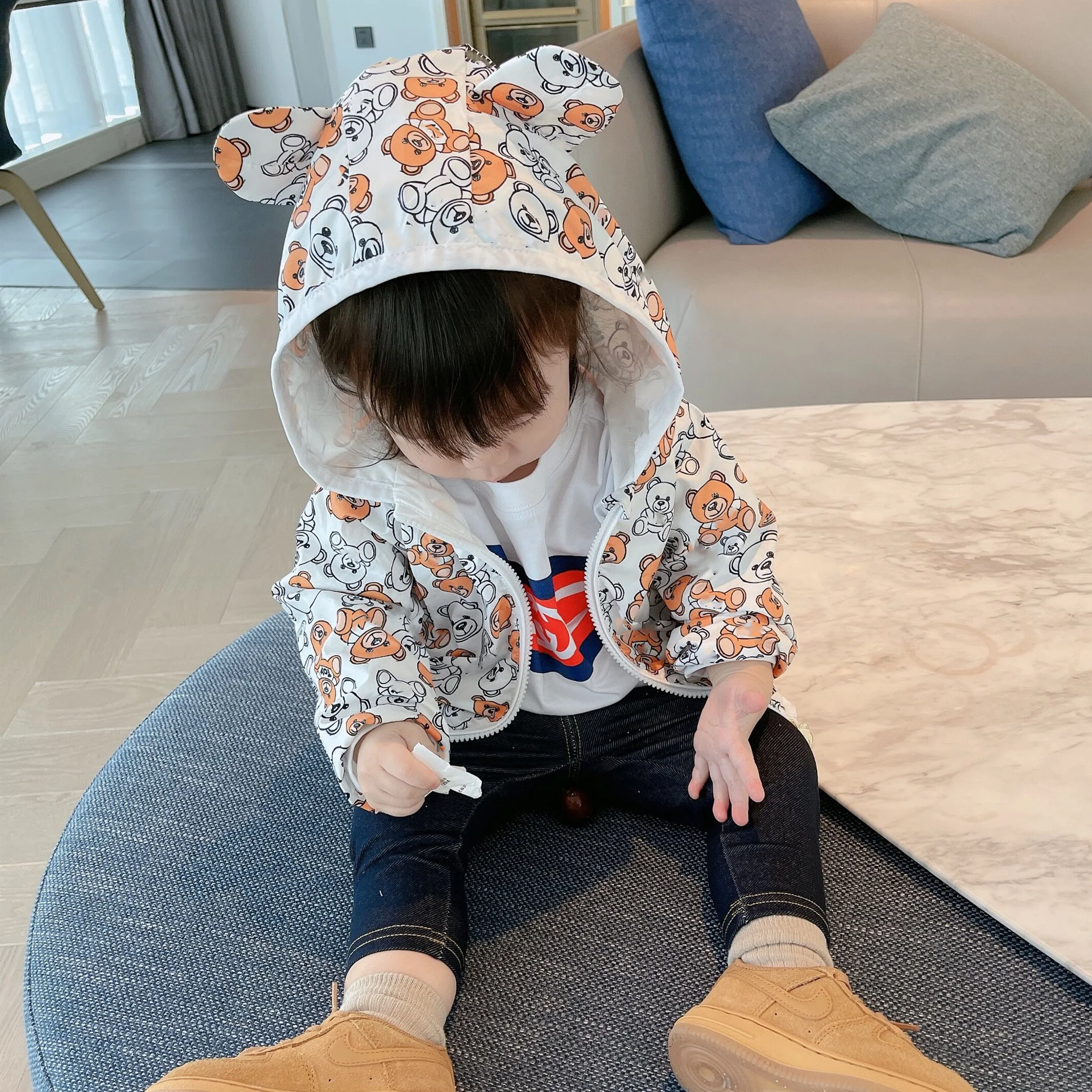 

2023 New Style Autumn Baby Coat Cartoon Bear Children Coat Kawai Yi Jacket Fashionable New Cute Kids Bear Cotton Cloth