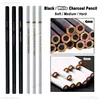 3Pcs 6Pcs Set Black White Sketch Charcoal Pencil Soft Medium Hard 4mm Lead Core Art Drawing Shadow Highlight Details Processing 1