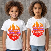 T-shirt personnalisé pour enfants, t-shirt vierge à dessiner, design personnalisé, logo, photo ou texte, t-shirt artistique pour enfants, garçons et filles 3