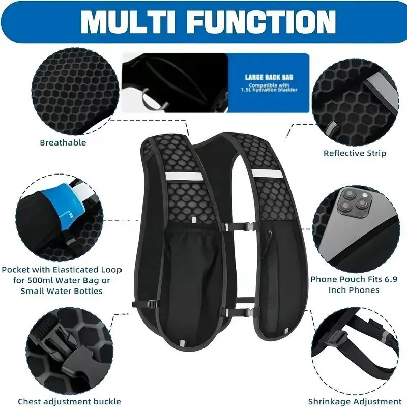 Running Hydration Vest and Men, Water-Resistant, Breathable, Backpack for...