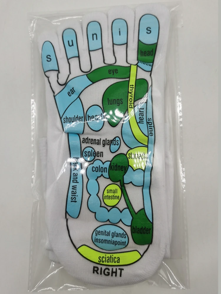 1 Pair Acupressure Socks Physiotherapy Massage Relieve Tired Feet Reflexology Socks Foot Point Full English Illustration