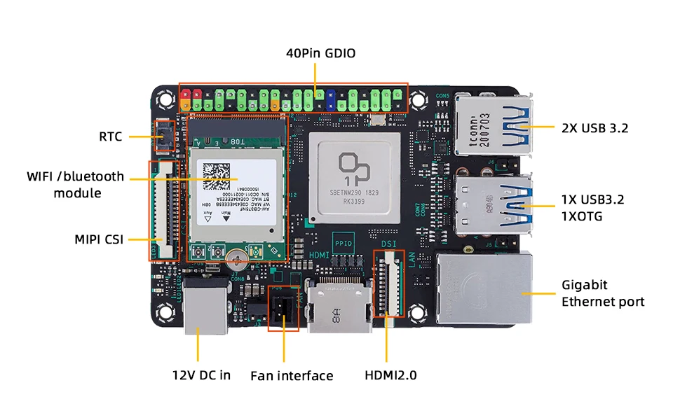 ASUS Tinker Board 2S Single Board Computer Rockchip RK3399 SOC DuaI-CH LPDDR4 4G
