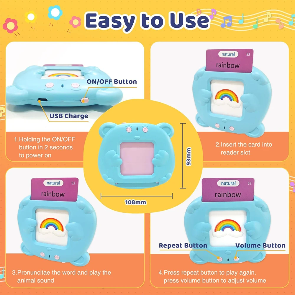 Talking Flash Cards Baby Learning Cards with 224 Sight Words Educational Gifts for Toddler Montessori Toys Speech Therapy 2
