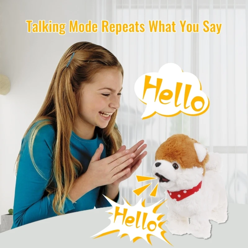 Realistic Walking Dog Toy Electronic Plush Pet Puppy Leash Dog Toy Kids Interactive Crawl Learning Toddler Fun Gift