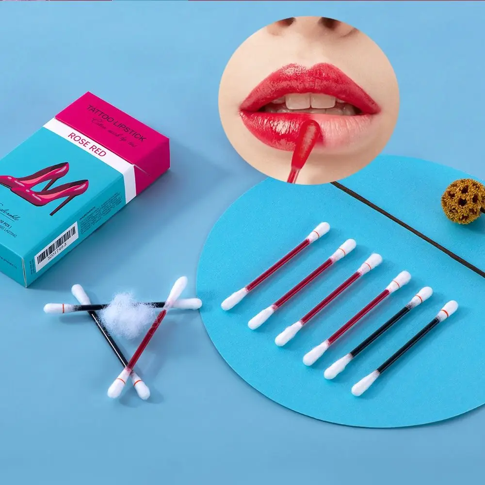 

Moisturizing Cotton Swab Lip Glaze 20Pcs Long Lasting Non-Sticky Cup Lip Gloss Korean Cosmetics Nourishing Makeup Tool Women