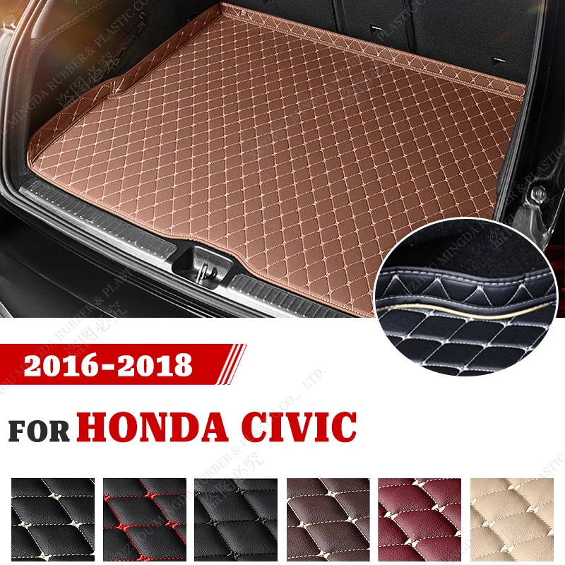 

Износостойкий коврик из искусственной кожи для багажника автомобиля для HONDA CIVIC 2016, 2017, 2018, пользовательские автомобильные аксессуары, украшение интерьера автомобиля