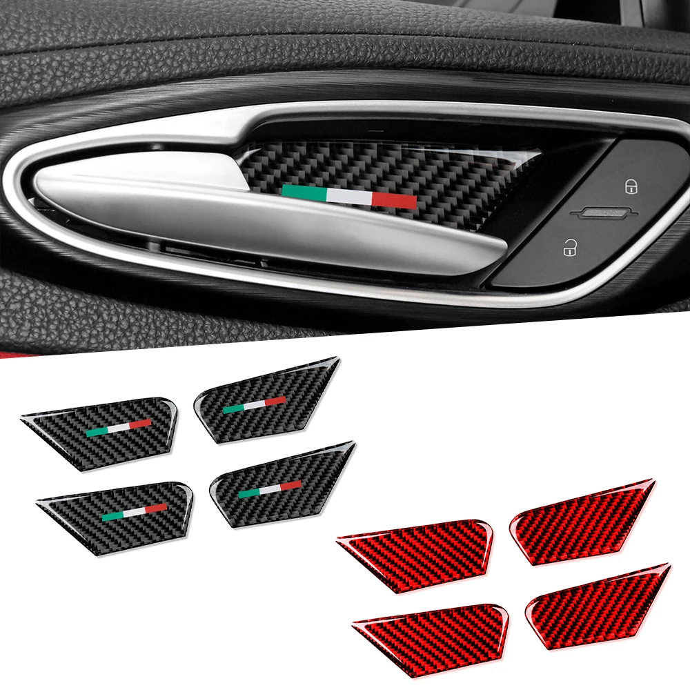 

For Alfa Romeo Giulia 952 Stelvio 949 2017 -2021 Carbon Fiber Car Inner Door Bowl Cover Trim Car Styling Car Accessories