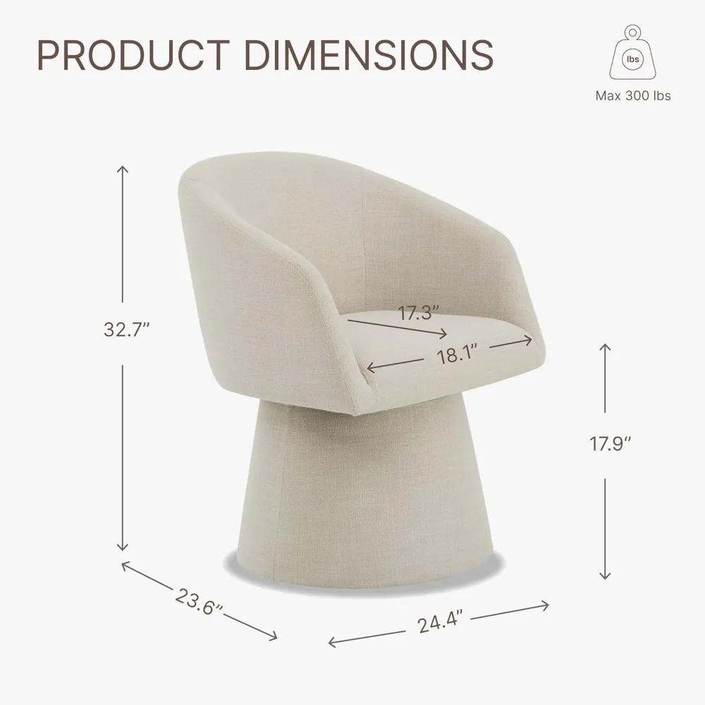 Modern Swivel Dining Chair 360° Rotation Linen Fabric Armchair for Living Room Bedroom Office