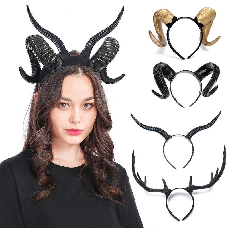 Gothic Sheep Horn Headband Black Devil Horns Maleficent Horns Headband