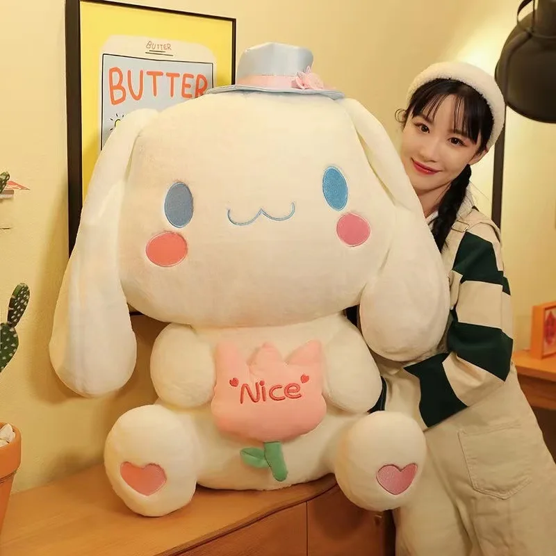 

Аниме Sanrio Kawaii Cinnamoroll, плюшевая кукла, милая детская большая сопровождающая кукла, подарок для девушки на день рождения, игрушка, 35-60 см