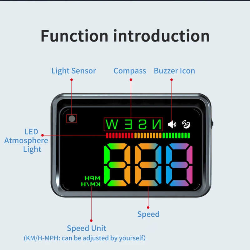 자동차용 KWHUD 헤드업 디스플레이 HUD GPS 디지털 속도계 MPH KM/H 전면 유리 프로젝터 과속 경보 자동 전자 장치