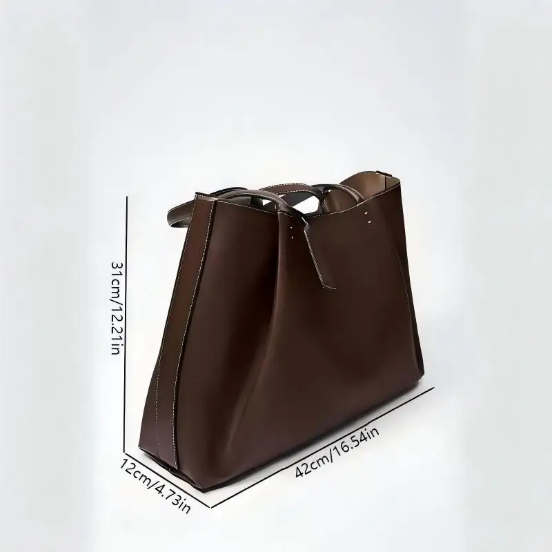 CLIP TOTE BAG, Women's Fashion Luxury Handbag Design, Pure Color Contracted and Single Shoulder Bag, Senior PU Leather Handbags 5