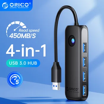 ORICO 멤버 USB 3.0 허브 USB 2.0 멀티 USB 분배기 전원 어댑터, PC 컴퓨터 액세서리용 4 포트 멀티 익스텐더 OTG 어댑터