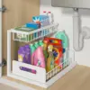 Under Sink Organizers and Storage,with Sliding Drawer 2 Tier Multi-purpose Bathroom Shelf Organizer for Kitchen Bathroom Storage 1