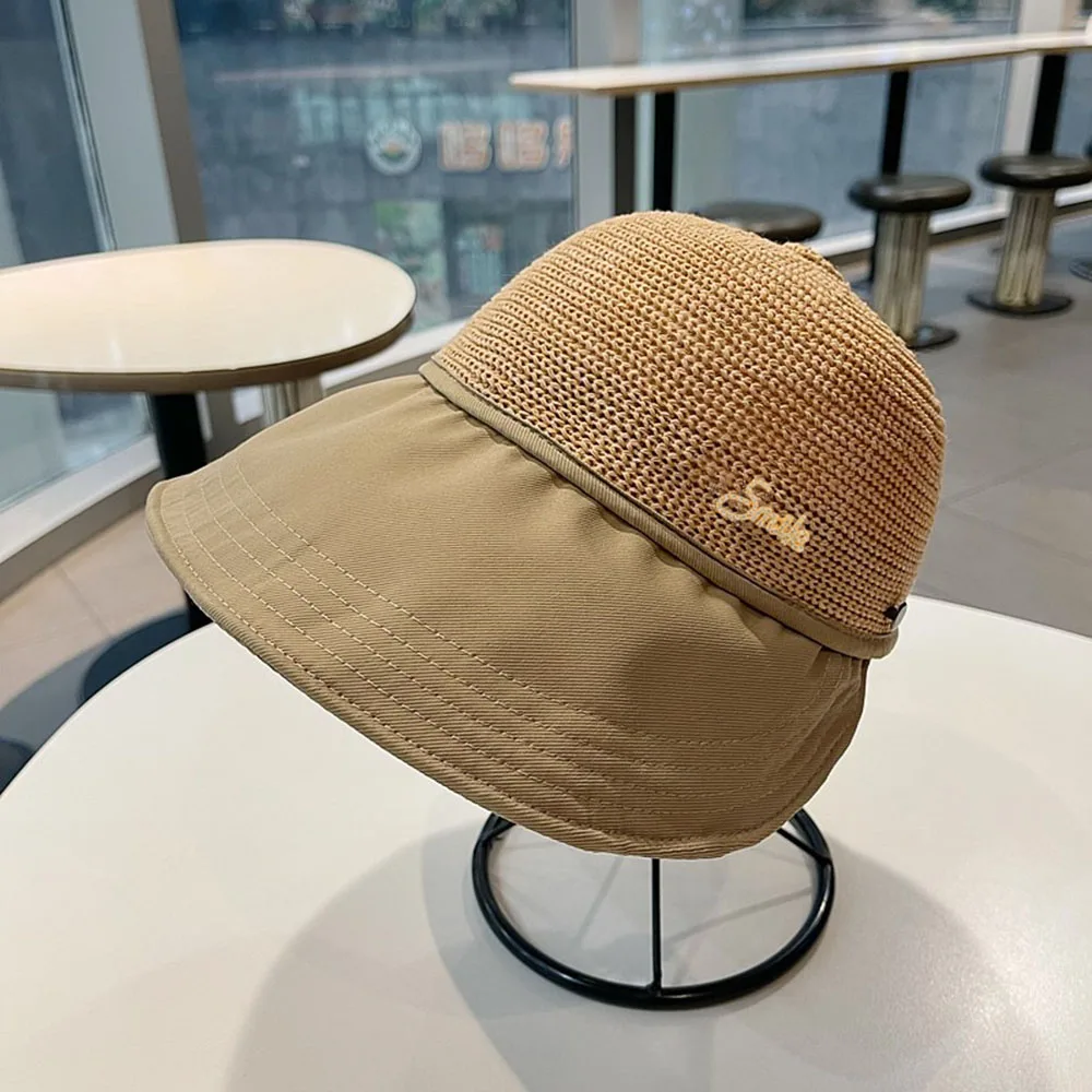 

Summer Wide Brim Fisherman Hat Women Foldable Sunshade Visors Fisherman Cap Female Adjustable Outdoor Sports Bucket Panama Cap