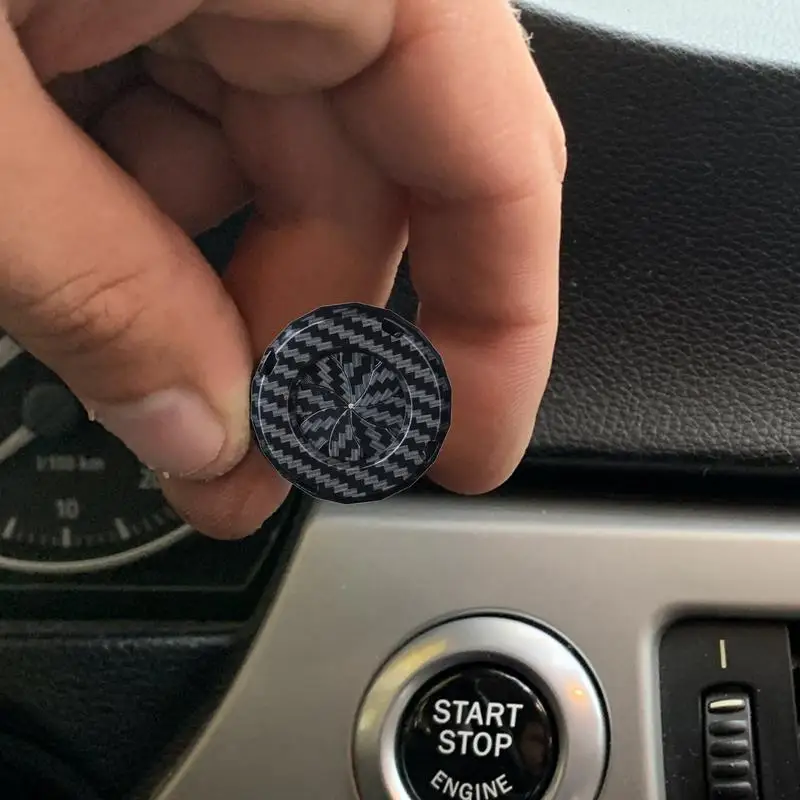 Carbon Fiber Ignition Button Protective Cover - Sleek Interior Car Decoration