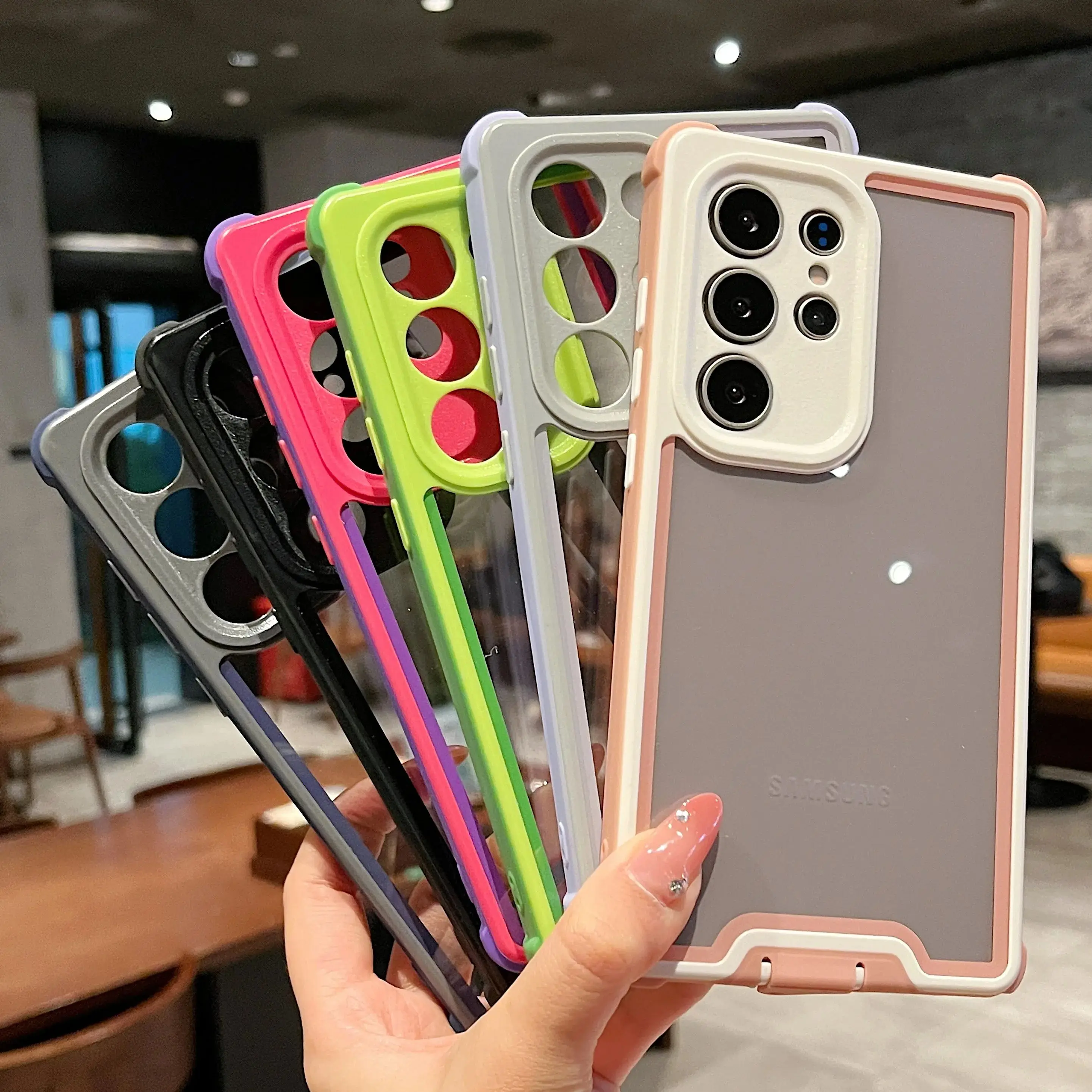 Airbag Shockproof Hybrid Protection Armor Case - Transparent Hard Cover with Bumper