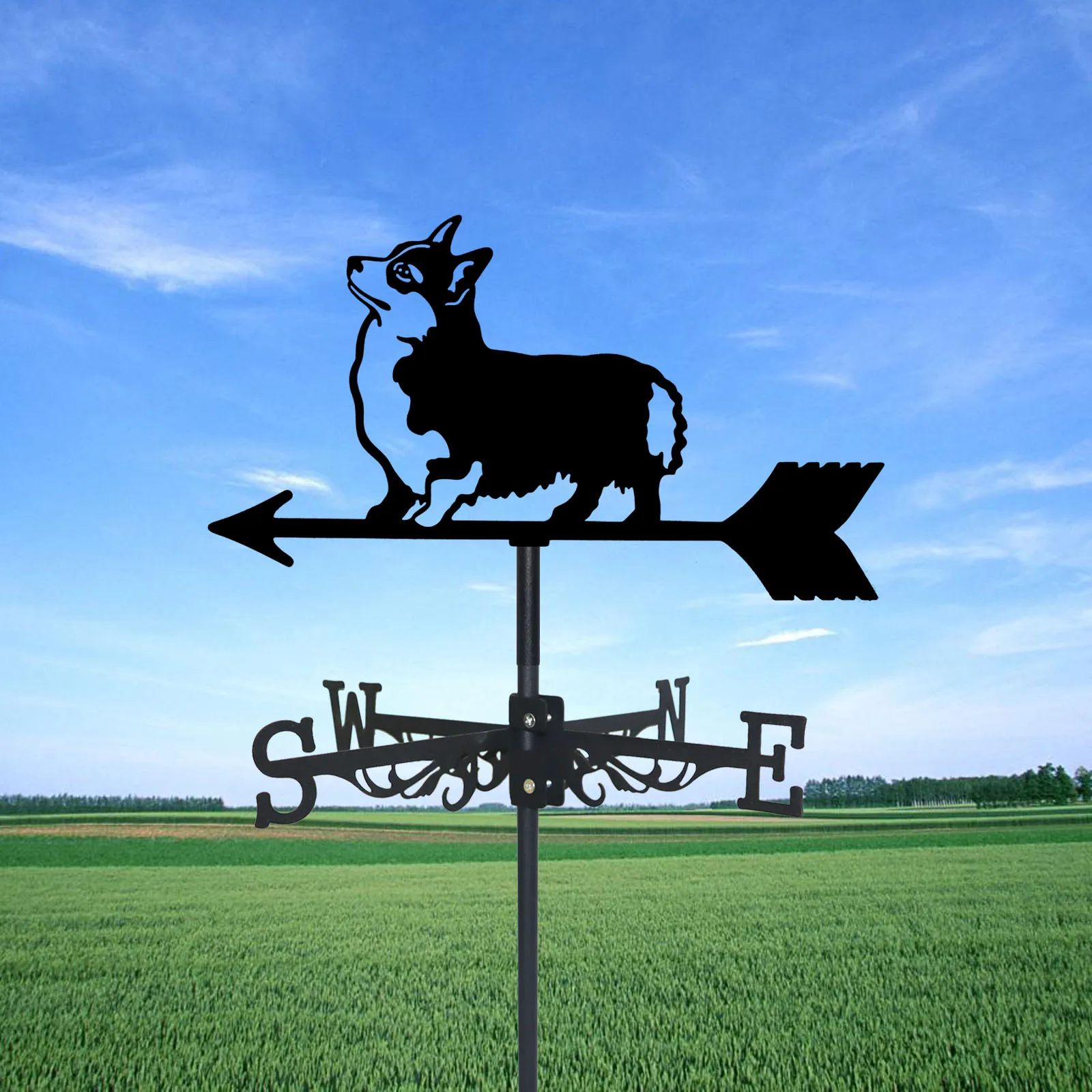 

Corgi Weathervane Silhouette Art Metal Pet Dog Wind Vanes Outdoors Decorations Garden For Roof Yard Building