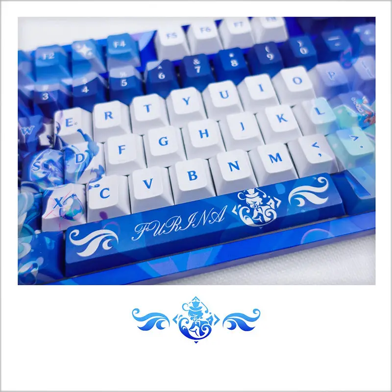 Genshin Impacto Furina Keycap Jogo Sublimação Pbt Teclado Mecânico Faça Você Mesmo Duas Dimensões Keycaps Cereja Deus Água 120key - Imagem 2