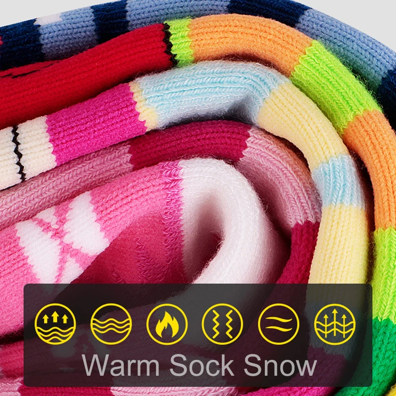 INS Winter Thermal Snowboard Skiing Socks Kids Long Knee Sport Mountain Hiking Boys Girls Soccer Compression Stockings Children