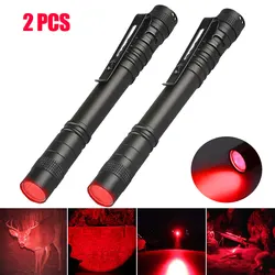 Compact Multi - Light Pen Torch with Clip for Stain and Detection Purposes (2PCS Red)