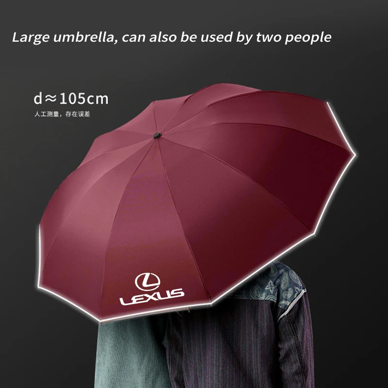 Car Led Light Automatic Folding Windproof Sunshade Umbrella for Lexus F Sport ES200 ES300 RX300 GS300 IS300 LS500h LX570 CT200h