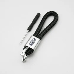 Luxury Leather Car Logo Keychain Key Rings Key Holder Auto Accessory (1PCS Ford)