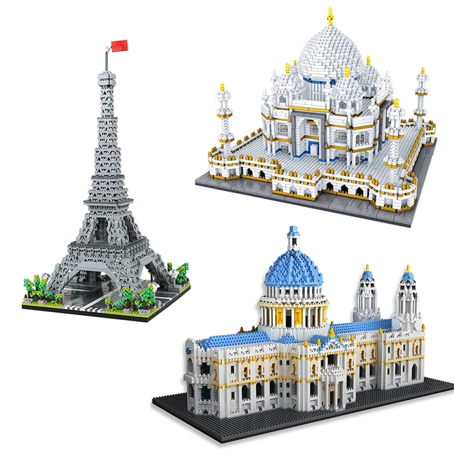 Modelo do bloco de construção da arquitetura do tamanho micro, Taj Mahal Big  Ben, estátua branca da casa, par da liberdade América - AliExpress