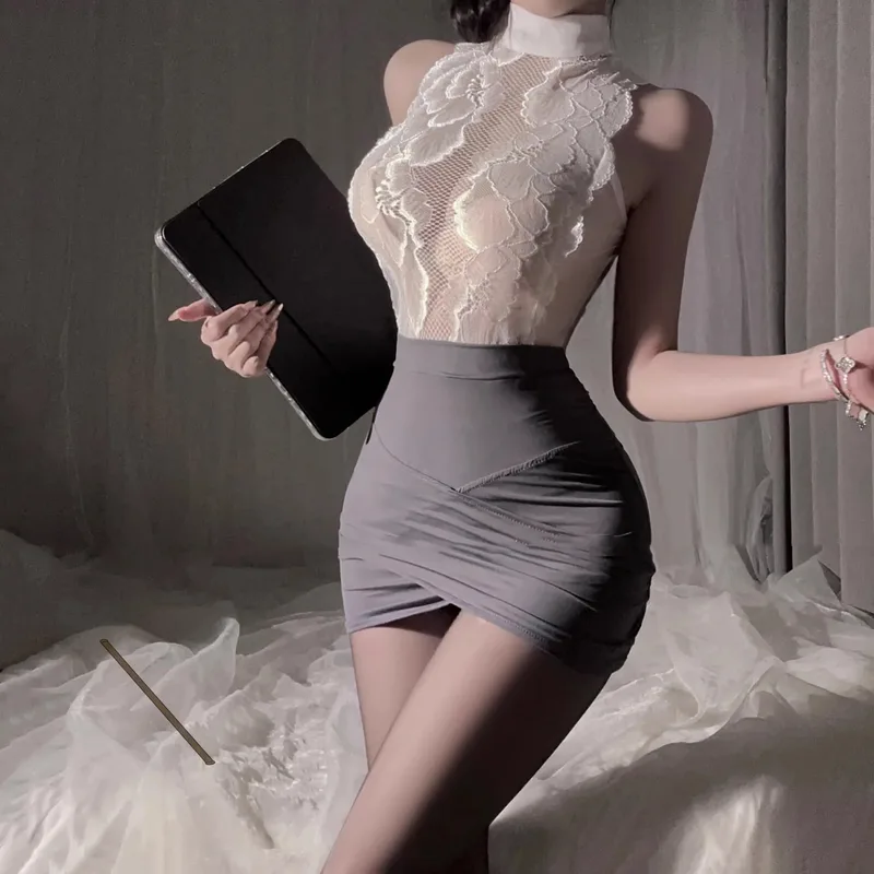 Ladies sexy lingerie; stewardess outfit; secretary lace uniform set;...