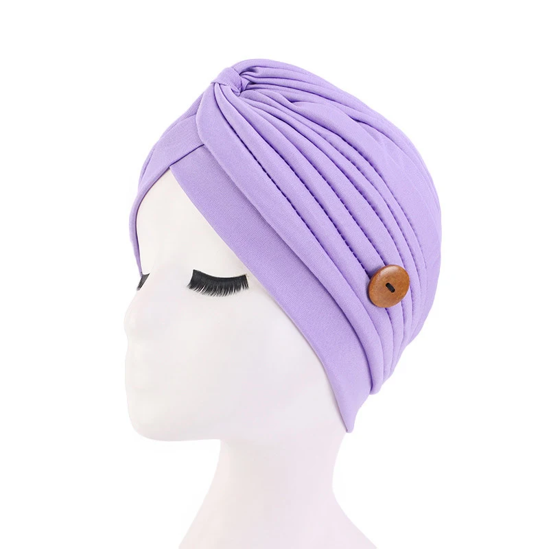 small hair clips New Solid Color Indian Button Mask Hat Women Bandana Head Wrap Scarf Cap Women Soft Turban Hats Muslim India Hat High Quality vintage hair clips Hair Accessories