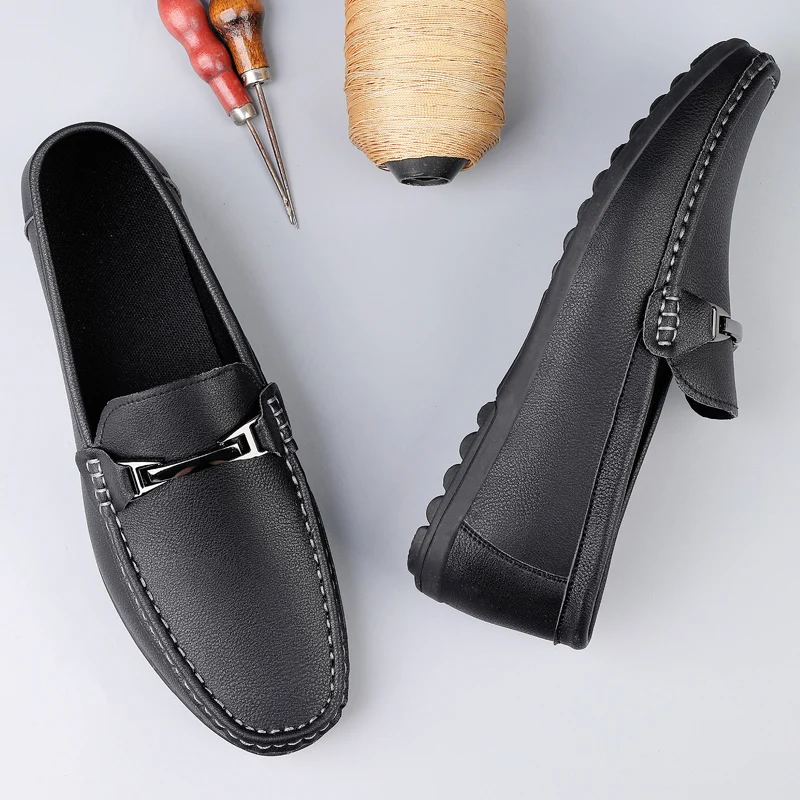 Neue Vier-Jahreszeiten-Herrenschuhe von General Doudou, Outdoor-Slipper, Herren-Freizeitschuhe aus Leder, Fahrschuhe – Detail 10