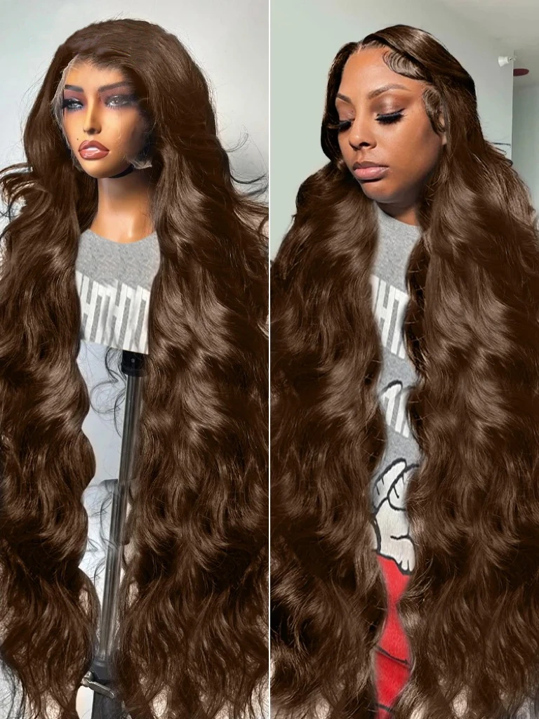Melodie 220% 40 Inch HD 13x6 Lace Frontal Wig Chocolate Brown Body Wave 13x4 Lace Front Human Hair Wigs Brazilian Remy Hair Wig
