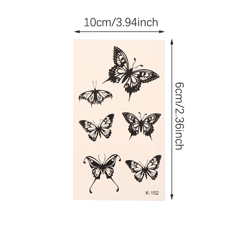 Waterproof Temporary Tattoo Sticker Black Rose Butterfly Flash Tattoos Totem Line Body Art Hand Fake Tatoos Women Men