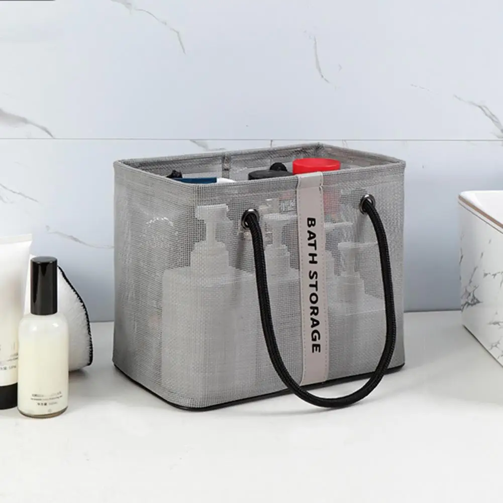 Mesh Shower Bag Bath Organizer Bag Capacity Quick Drying Mesh Toiletry with Portable Handle for Bathroom Shower Travel