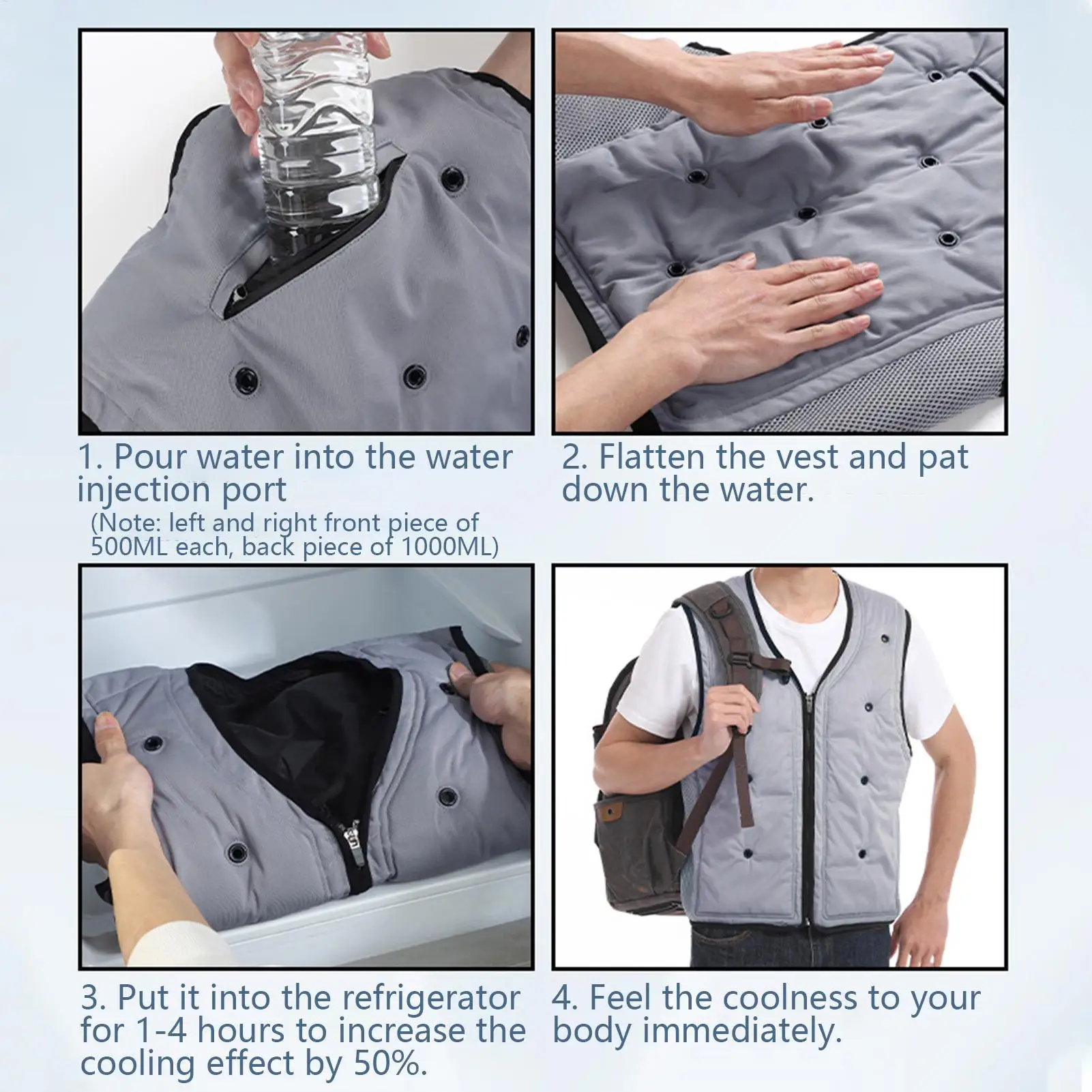 Cooling Vest for Adults Lightweight Ice Vest Reusable summer Physical cooling vest for Cycling Running Outdoor Sports Fishing