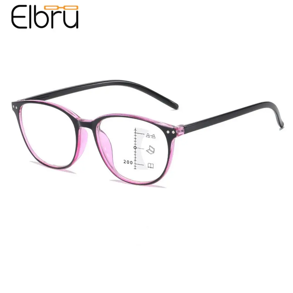 

Elbru Progressive Multifocus Anti-blue Light Reading Glasses Unisex Computer Near And Far Use Hyperopia Eyeglasses Men Women+1+4