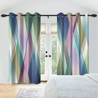2pcs/set Colourful Gradient Window Curtain Bright Multicolor Blackout  Polyester Fabric Study Bedroom Living Room Decor Curtain 3