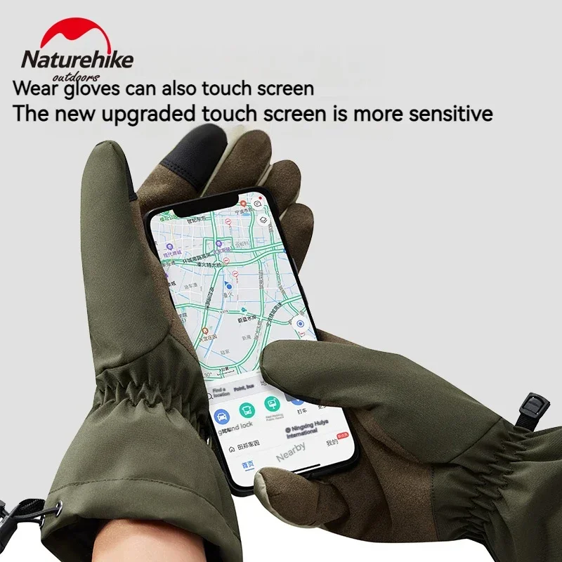 Naturehike Winter Gloves for Man Woman Camping Cycling Hiking Skiing Skating Thermal Supplies Waterproof Touch Screen Anti-slip