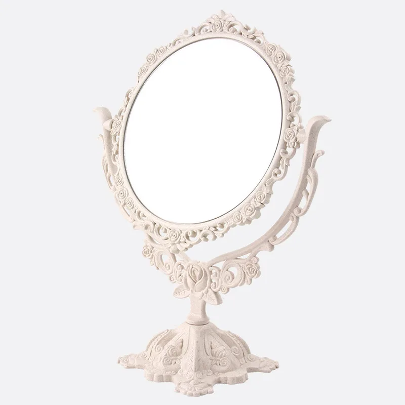 

CX92 Desktop Makeup Mirror EU Style Rose Decor Beauty Tool Round Oval Heart Shape Makeup Mirror Rotatable Gothic Mirror