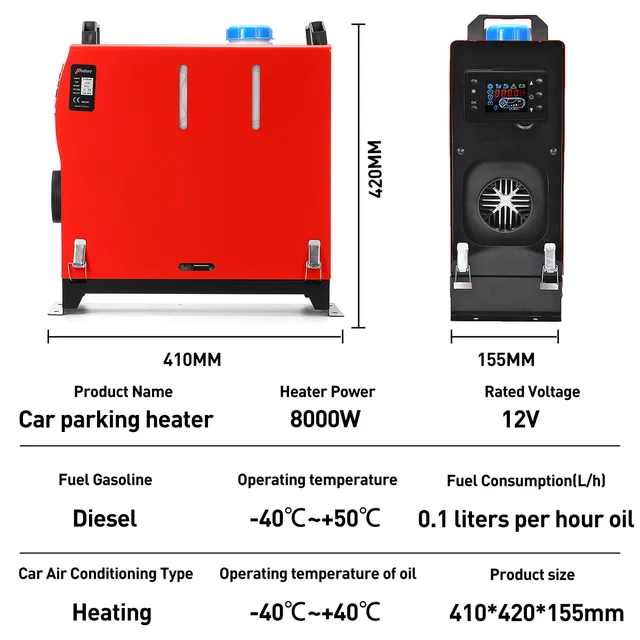 IMAYCC Chauffage Diesel 12V, Chauffage Camping Car 8KW en Aluminium, Ecran  LCD de Contrôle de la Température avec Télécommande, Utilisé pour Les  Voitures, Bateaux, Camions, Camping-Cars. en destockage et reconditionné  chez DealBurn