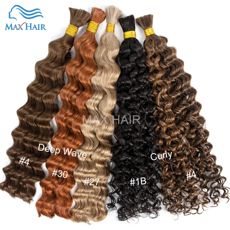 Pre-Colored Vietnamese Deep Wave Bulk Human Hair No Weft Remy Bulk Human Hair 18 To 30 Inch Bulk Hair Extension Crochet Braids