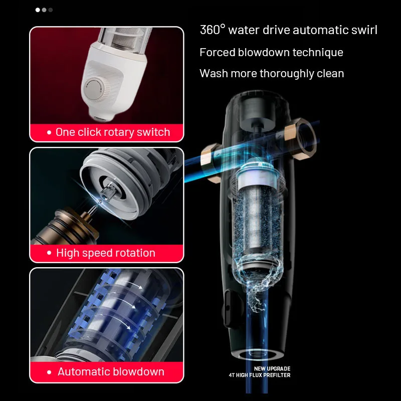 JOYDEF Filter Purifier Whole House Spin Down Sediment Water Filter Central Prefilter System Backwash Stainless Steel Mesh
