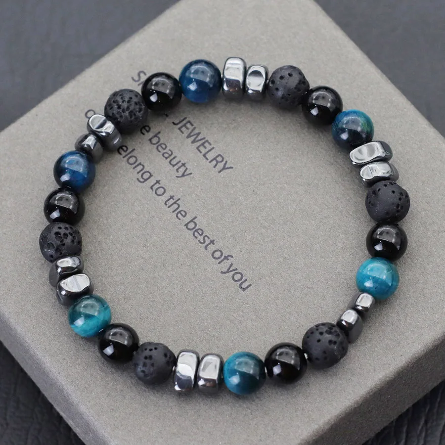 Bracciale Unisex Occhio Di Tigre Petrolio E Granine Portonovo - Foto 8